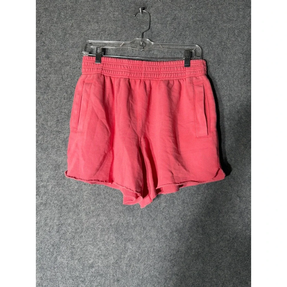 Aerie Pink High Waisted Fleece Sweat Shorts Raw Hem NWT Small comfort lounge